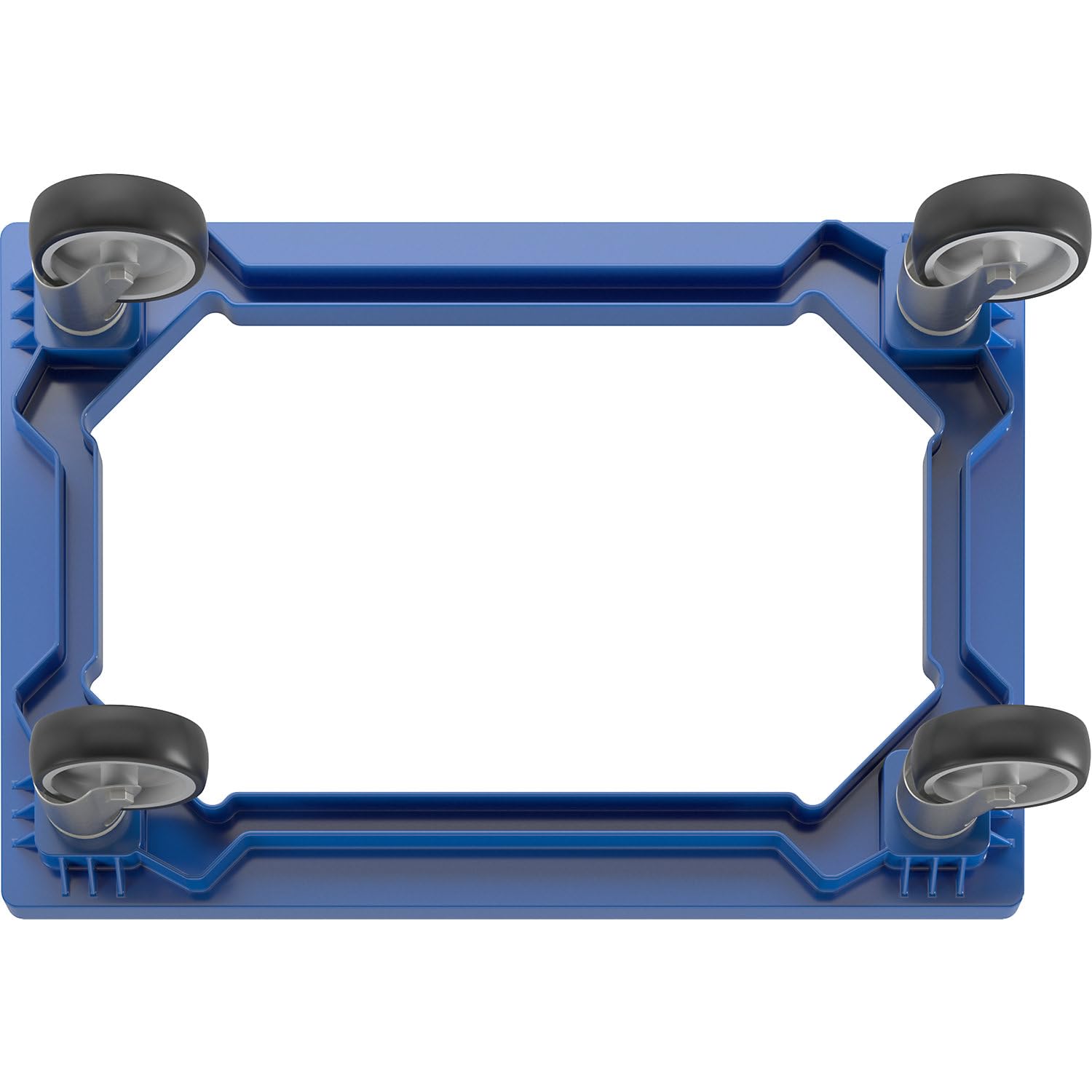 eurokraft | Plateau roulant professionnel | 600 x 400 mm | 4 roulettes pivotantes à bandage caoutchouc | bleu