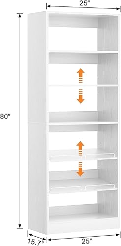 Miniatura 7 de Unikito Sistema organizador de armario de 25 pulgadas, estantes independientes de almacenamiento de zapatos, zapatero de madera independiente, torre