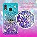 Zase Compatible with Samsung Galaxy A20 A30 Clear Case, Liquid Glitter Sparkle Bling Cute Girls Women Protective Cover w/Phone Ring (Gradient Aqua Purple, Galaxy A20/A30)