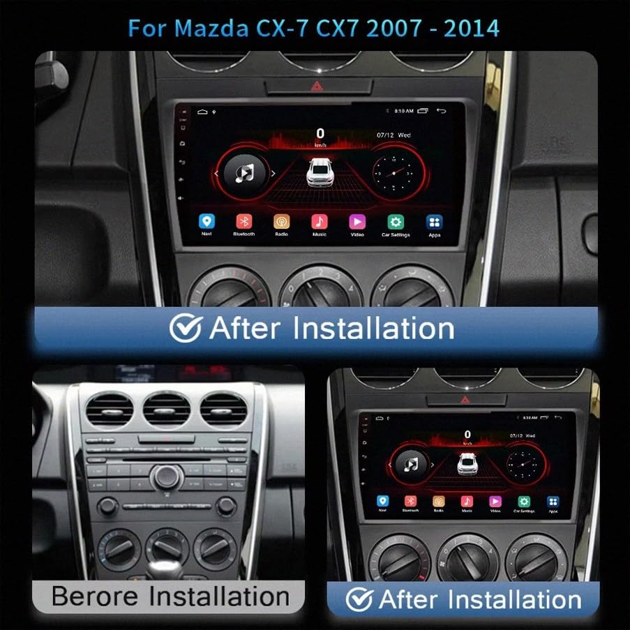 Radio para coche con GPS y Bluetooth compatible con mandos de volante SWC de Mazda CX 7 2