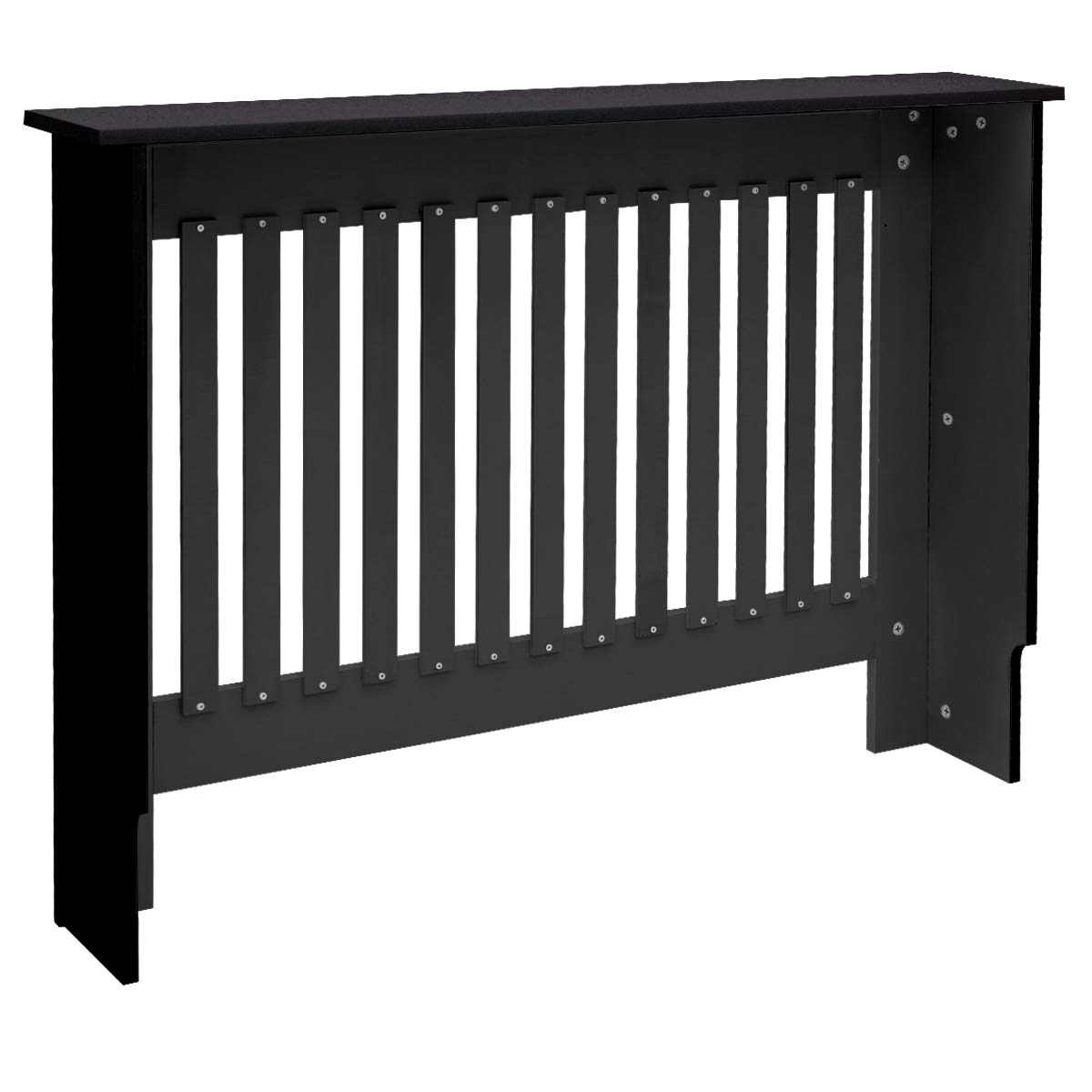 ECD Germany Copritermosifone MDF 112x19x82 cm Rivestimento del Radiatore Verniciato Nero Copertura del Radiatore Stile Casa di Campagna Copricalorifero Coperchio Radiatore in Legno Protezione