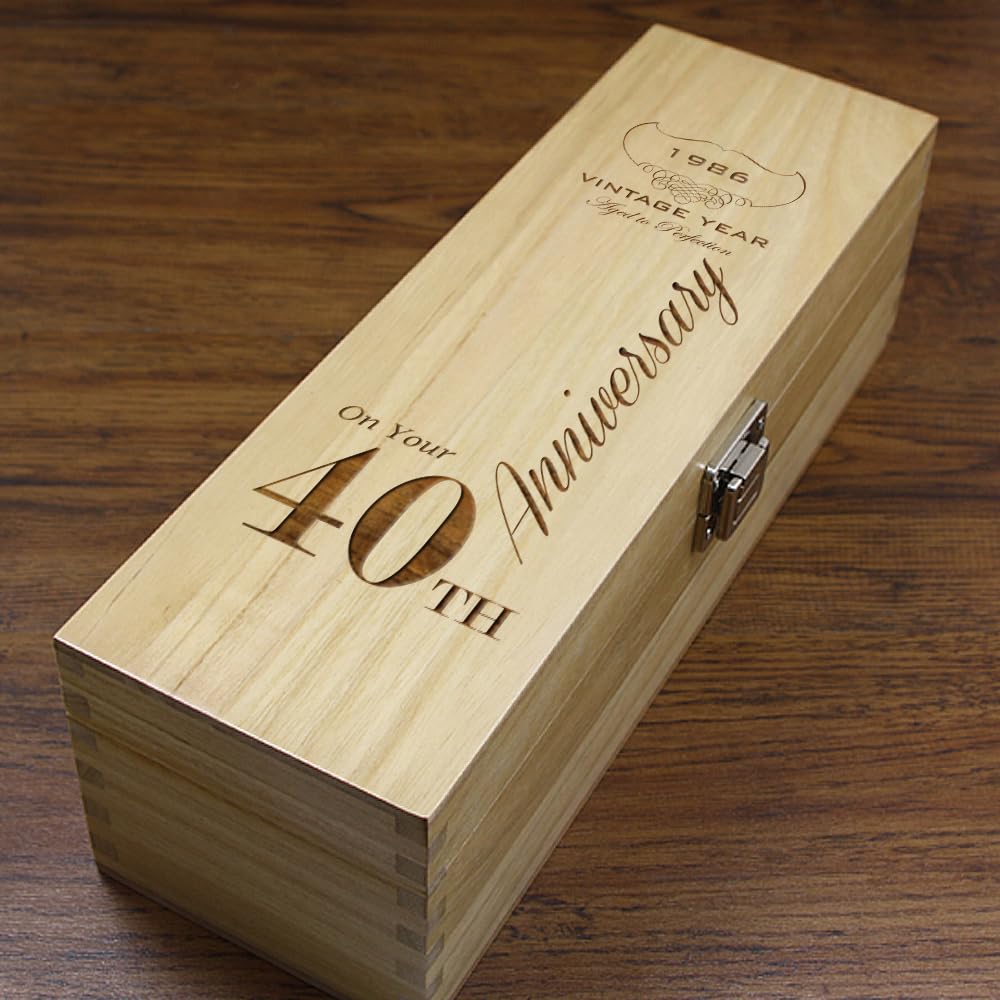 English Pewter Company Sheffield, England Natural Unique Personalised Gift For 40Th Wedding Anniversary - Luxury Wooden Wine Or Champagne Box Satin Lined [Hing11]