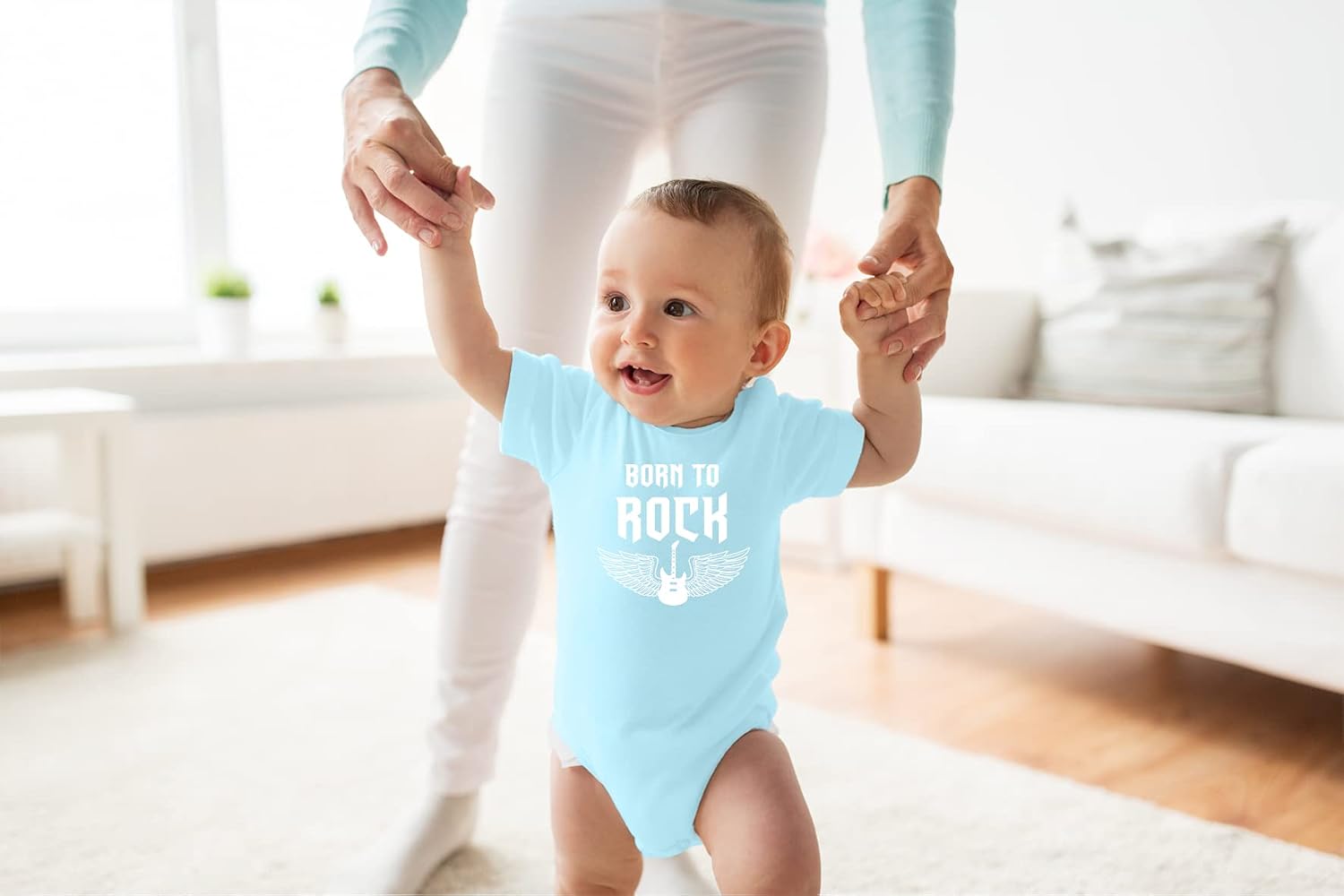 Belle Homie Born To Rock - Funny Baby Essentials Bodysuit - Cute Baby Girl Clothes Newborn Boy Outfits