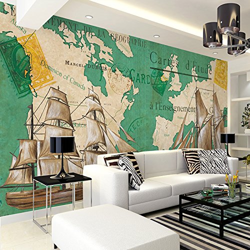 Papier peint intissé 3D carte du monde revêtement mural salon