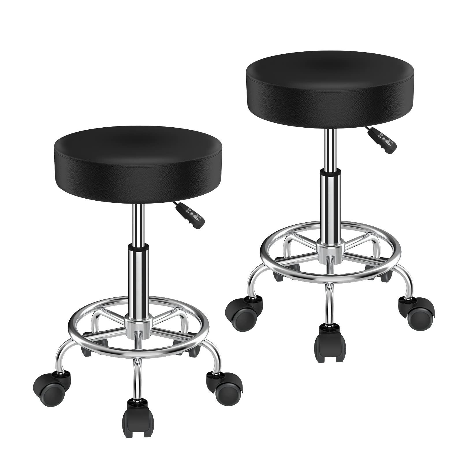 2er Set Rollhocker Höhenverstellbar 49-64cm Schwarz