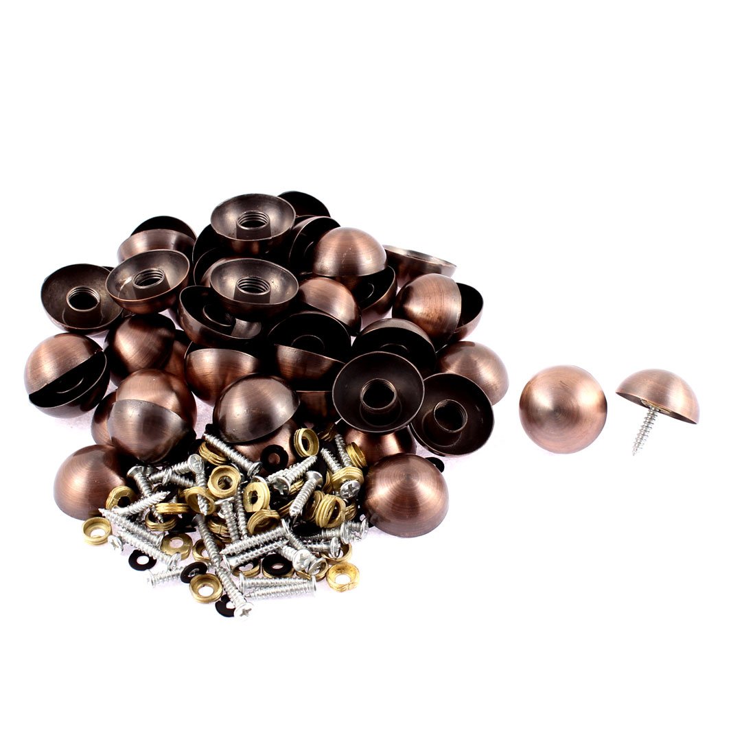 Aexit Wardrobe Semicircle Quality Parts Glass Mirror Screw Nail Copper Tone 26 x 11mm 50pcs Model:64as135qo593