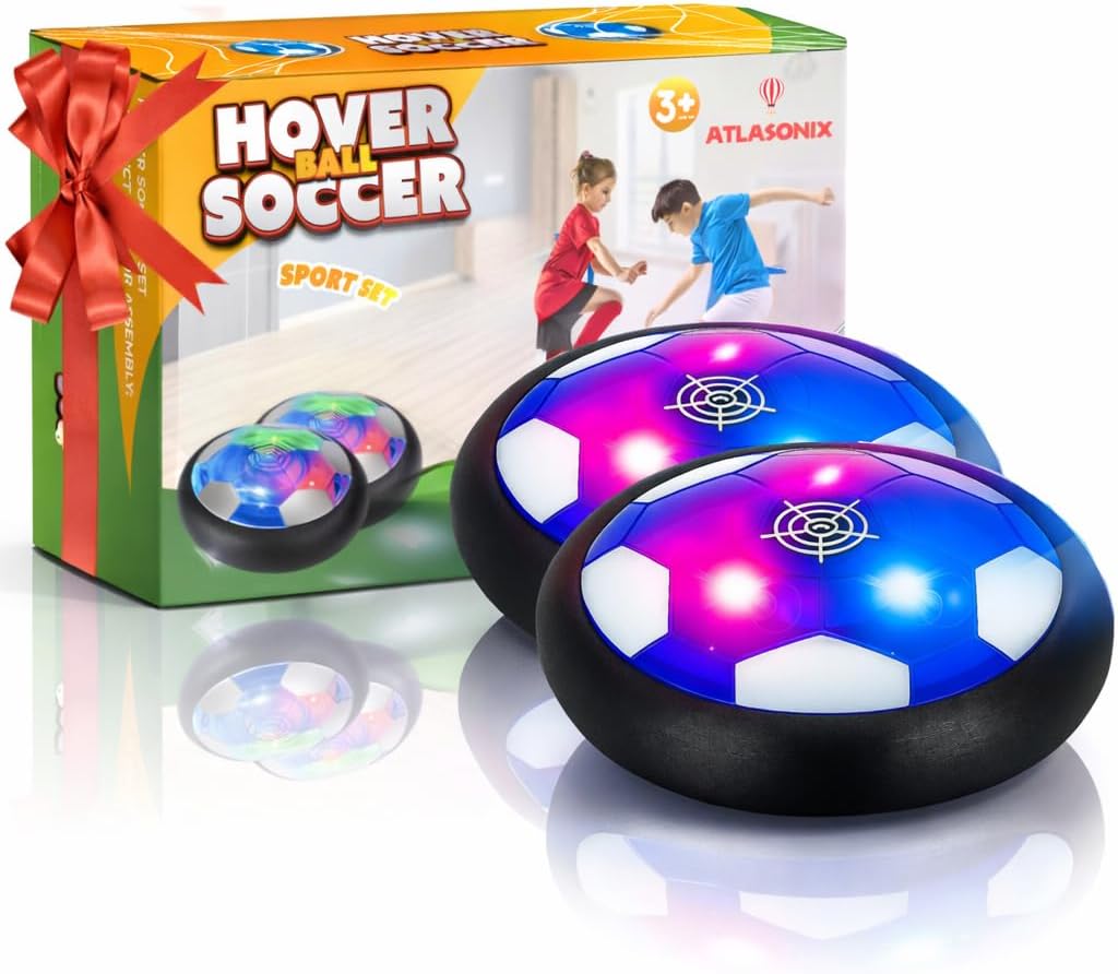 Hover Soccer Ball - Indoor Soccer Ball, Indoor Flying Toy Games (2 Floating Disk) Boy Birthday Gifts, Indoor Silent Game | 2 in 1 Pack