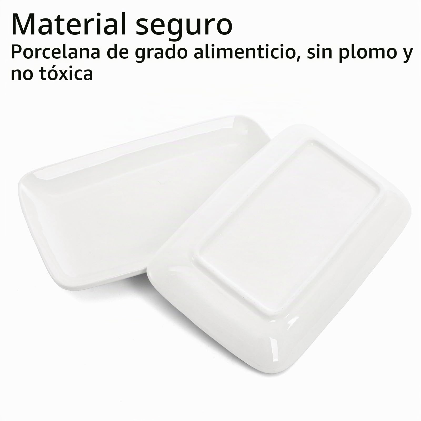Foraineam Juego de 8 platos rectangulares de porcelana para postre, aperitivos, platos de ensalada, bandejas de servir, color blanco
