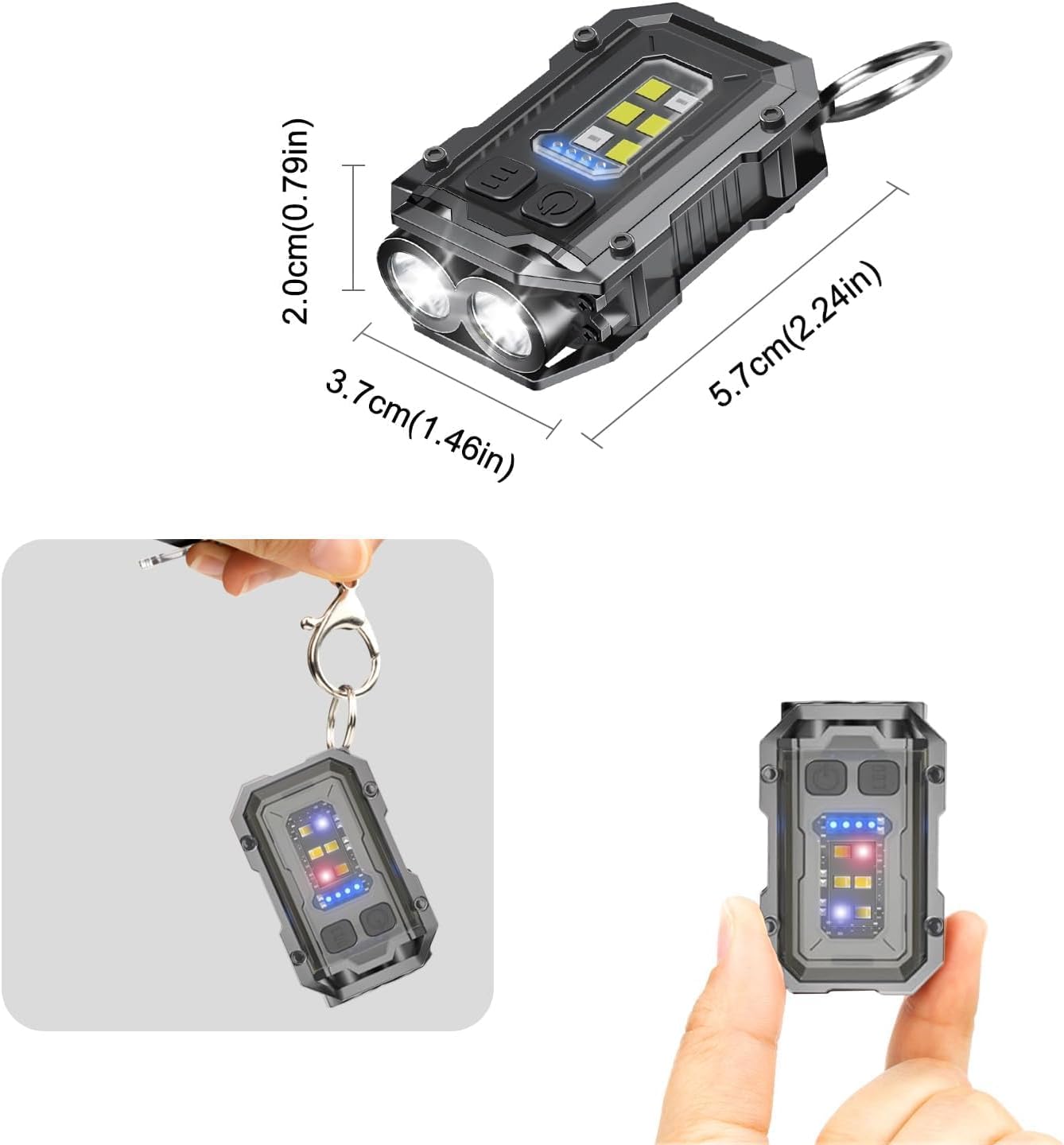 2PACK EDC Keychain Flashlight - Super Bright Mini Keychain Light with Hat Clip, Magnetic Base, Rechargeable Small Pocket Flash Lights for Emergency,Outdoor Activities,Walking Dog
