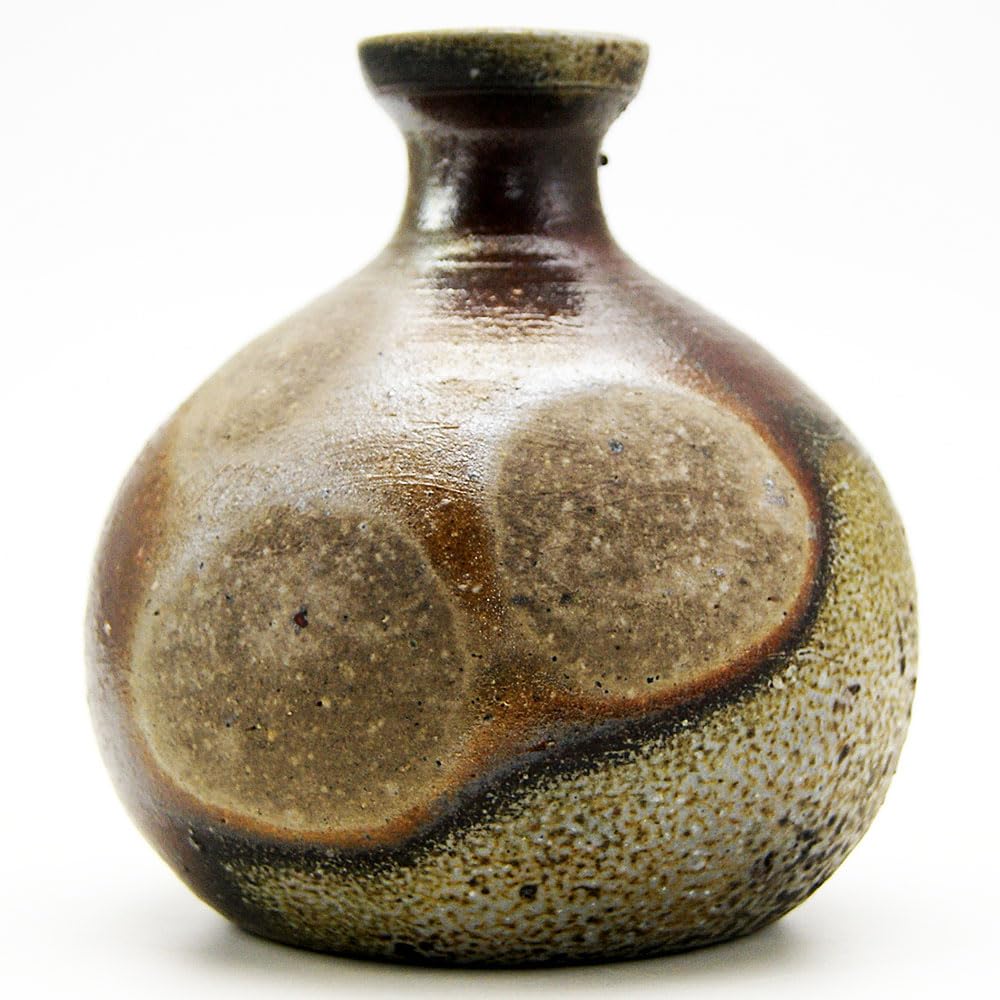 茶色い球形花瓶 備前緋襷広口花器(佐藤 正徳)｜ギャラリージャパン