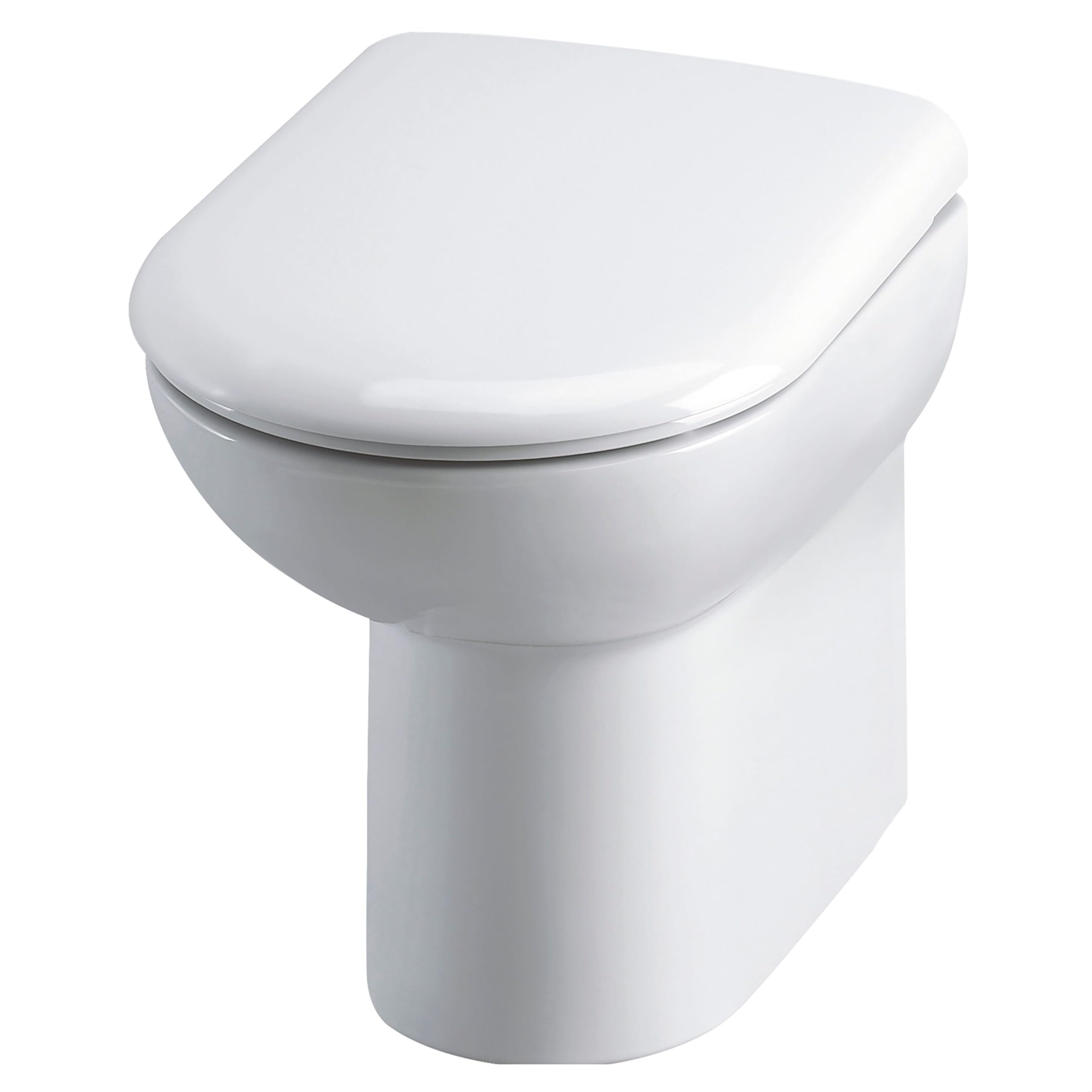 Balterley Comfort Height D Shape Back to Wall Toilet Pan, Back to Wall Toilet Unit, Space Saving Toilets for Bathroom, Easy to Clean BTW Toilets for Bathrooms - 370mm x 545mm x 445mm (White)