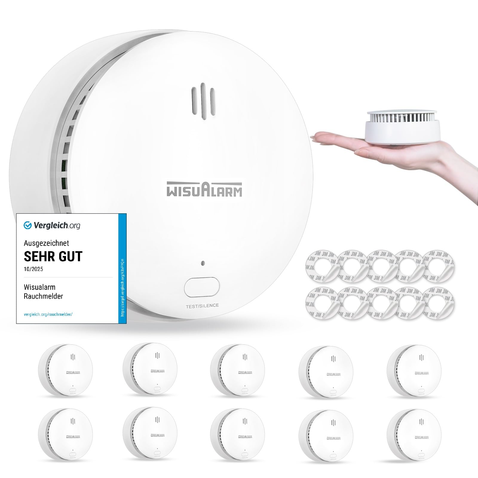 Smoke Alarms for Home, 10 Years Replaceable Battery Smoke alarm, Fire alarm, Smoke Detector with Silence/Test Button, Conforms to EN 14604 Standard (10pcs)