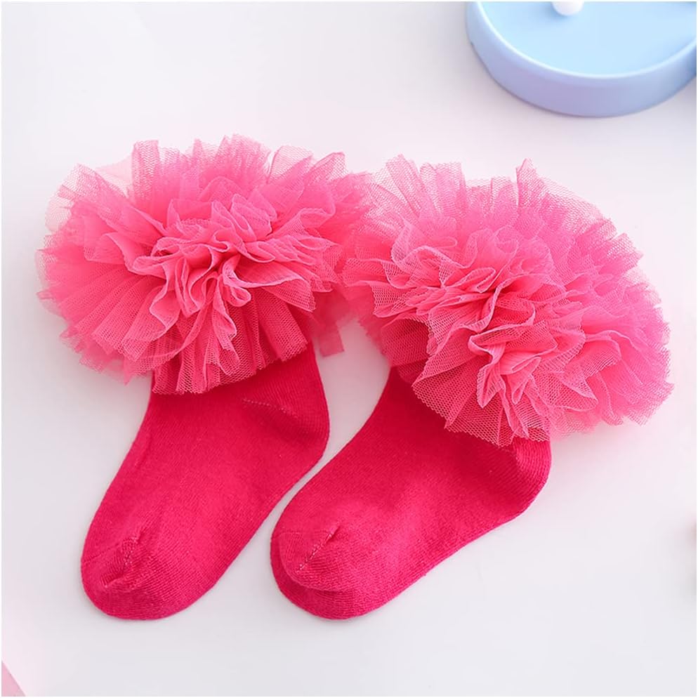 Yenzat Little Girls Ruffle Tutu Socks Toddler Frilly Lace Dress Socks 2-8 Years 3 Pairs - Image 5