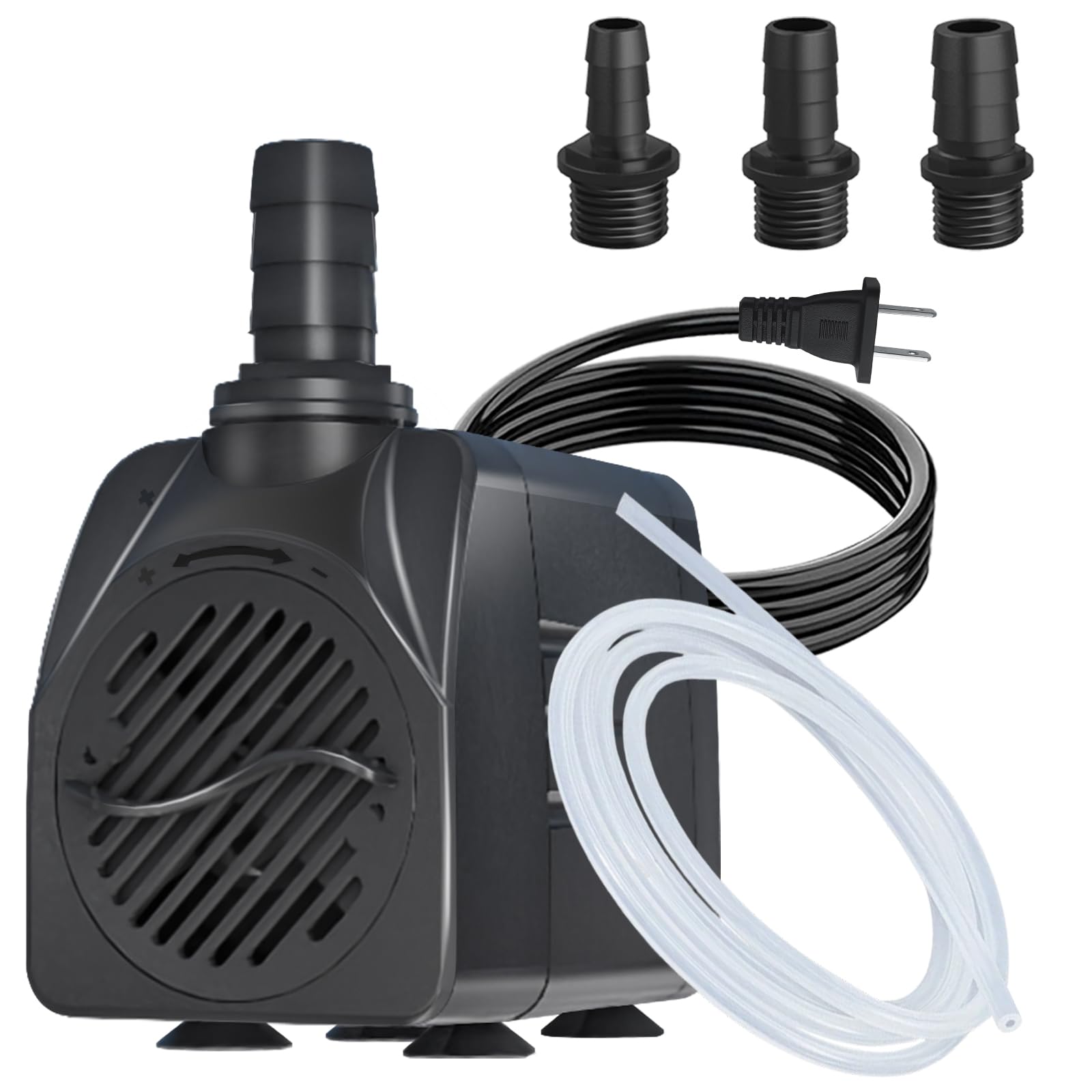 Bomba sumergible de 400 GPH de apagado automático (1500 L/H 25 W) bomba de agua de fuente ultra silenciosa con elevación de 6.5 pies de alto, 3 boquillas para acuario, pecera, estanque,