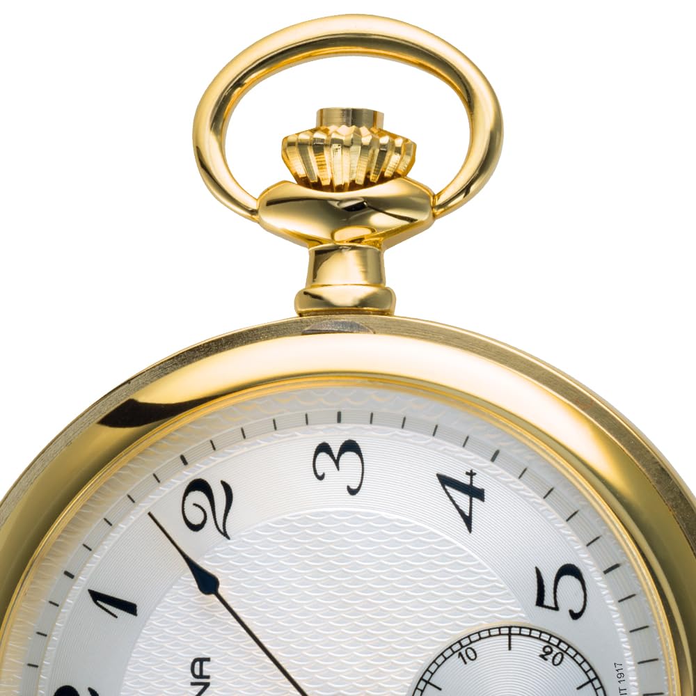 DUGENA Herren Taschenuhr Cavalier 4460501 – Klassische Taschenuhr mit Handaufzug & Kette – nostalgische Herrenuhr im goldfarbenen Gehäuse Vater, Opa oder Ehemann