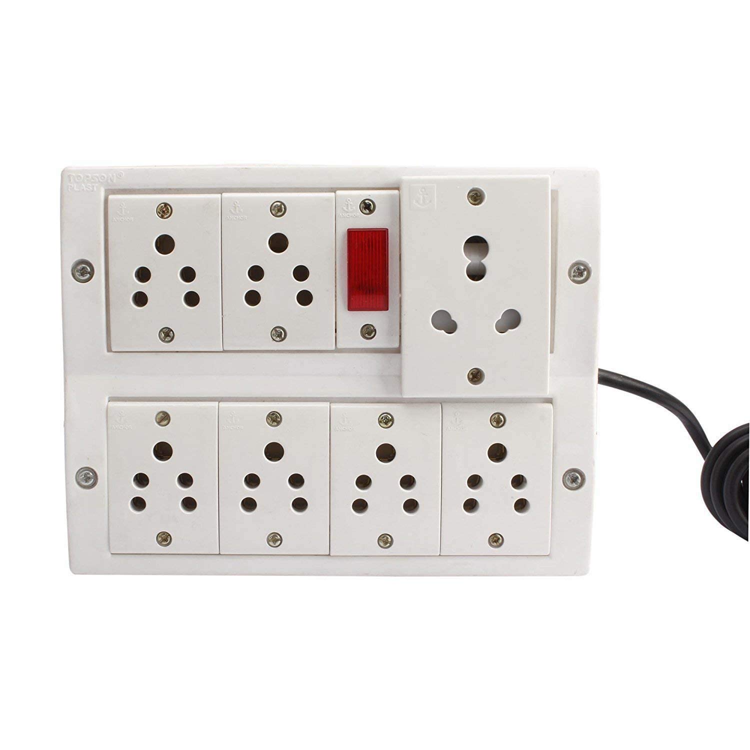 Power Strip Extension Multi Outlet Board Fitted with 6 Anchor Sockets(5 Amp) with 1 Anchor Socket (15 Amp) with Indicater with 4 Metre Chord with 15 Amp Plug Big Surge Protector (White)-image-26