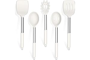TeamFar Silicone Cooking Utensils Set of 5 in White