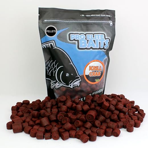 Pro Elite Baits Atractor Pellets 14-20mm | Carp Food | Pellets atractores para Pesca de Peces Grandes | (Krill&Crab)