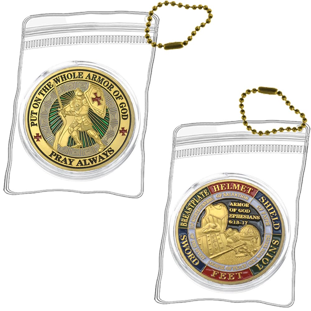 2 Pcs Put On The Whole Armor of God Pray Always Religions Christian Challenge Coin