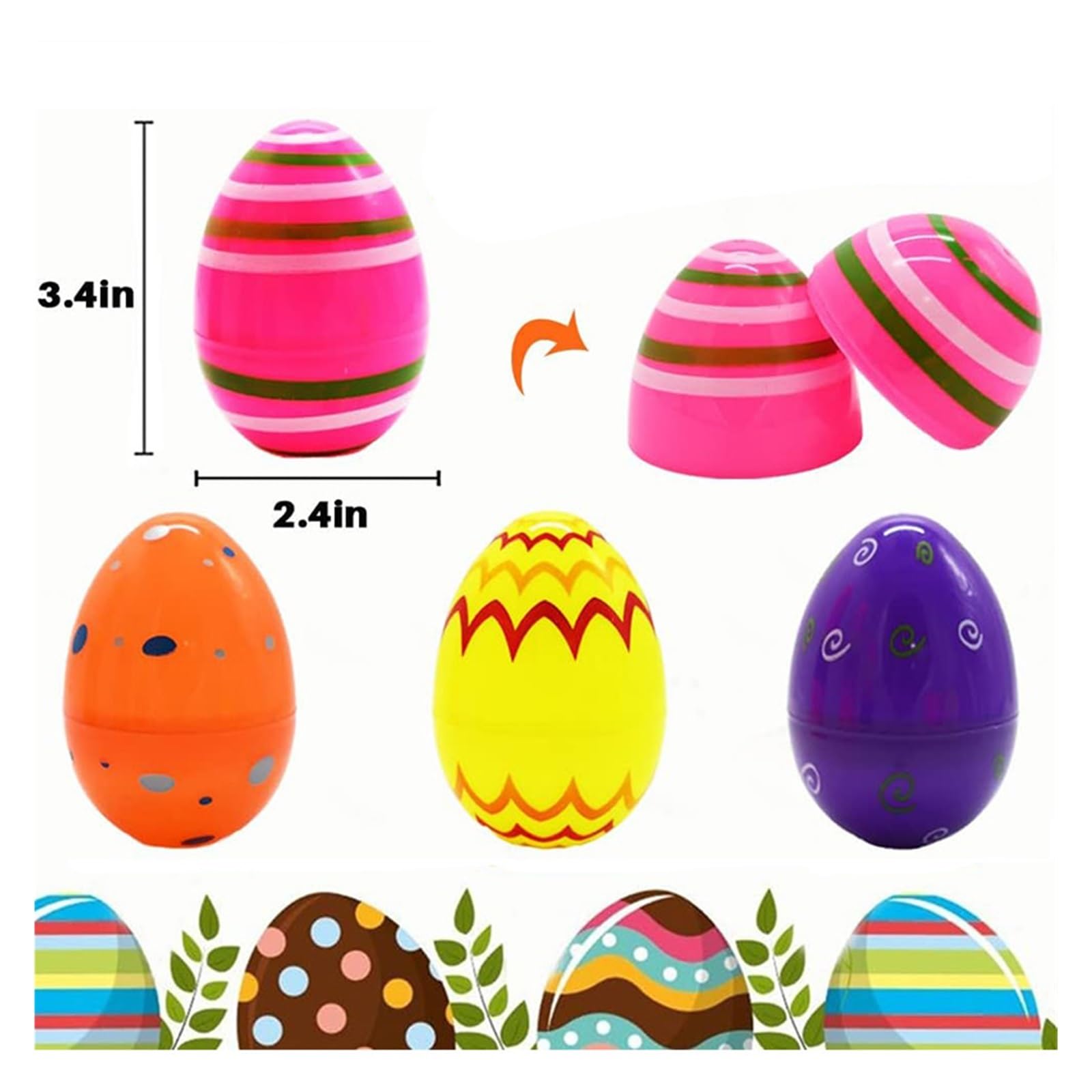 50 Pezzi di Uova Pasqua Stampate Grandi Dimensioni, Plastica Jumbo Riempibili for Imbottiture for Cestini Caccia A Tema Pasquale, Dolcetti for Bomboniere per Feste