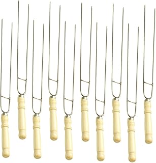 Angoily 10 Pçs Garfo De Churrasco Espetos De Grelha Para Churrasco Ao Ar Livre Garfos De Escultura De Churrasco Garfo Multifuncional Garfo De Carne Telescópico Garfos De Churrasco Madeira