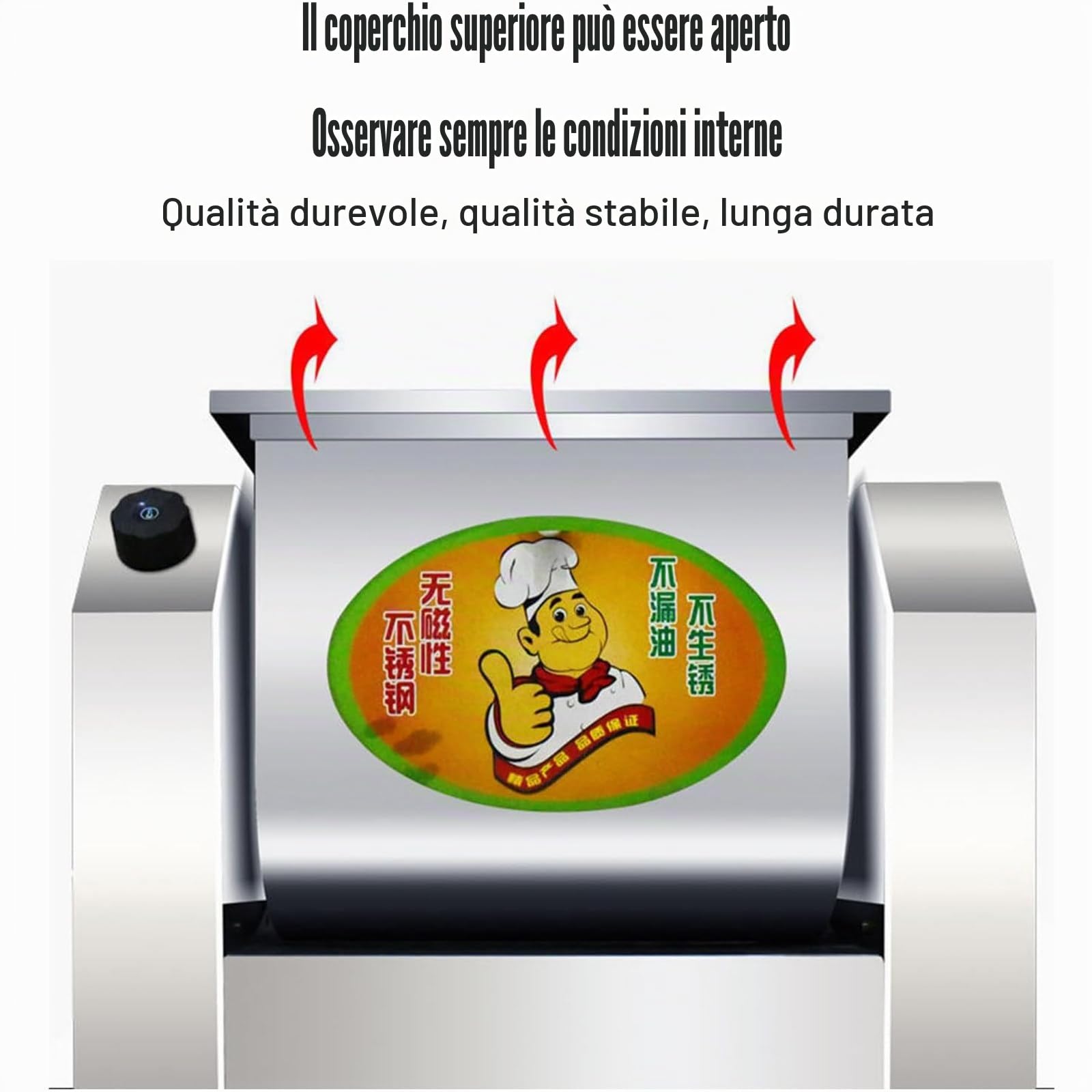 Impastatrice Commerciale Elettrica 3kg/5kg/7kg/8.5kg capacità di Impasto 30kg/50kg/75kg/85kg/H Miscelatore di Farina Professionale In Acciaio Inossidabile con Funzione di Temporizzazione,3kg