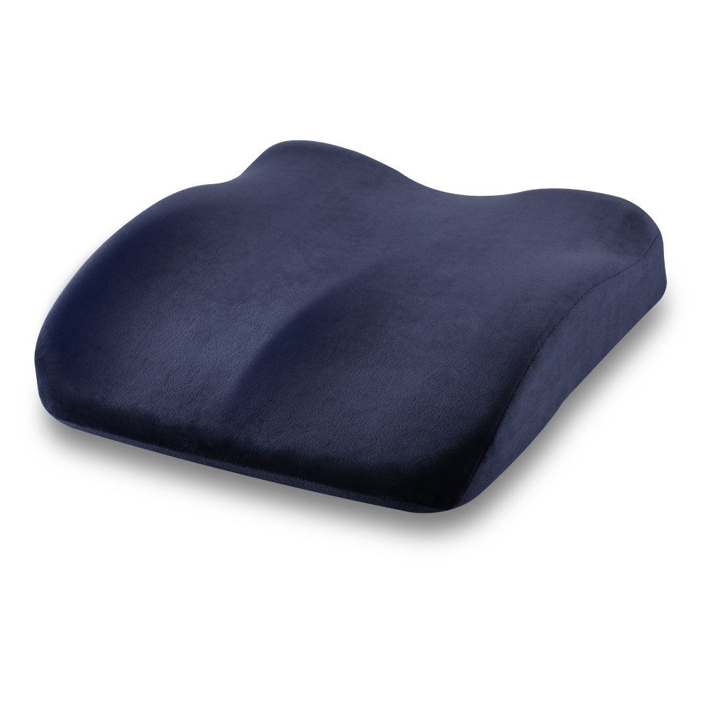 LANGRIA Lumbar Support Cushion Sitting Memory Foam Low Back Rest Pillow Ergonomic Seat Support for Office Home Car Travel Relief for Low Back with Elastic Strap(Black)