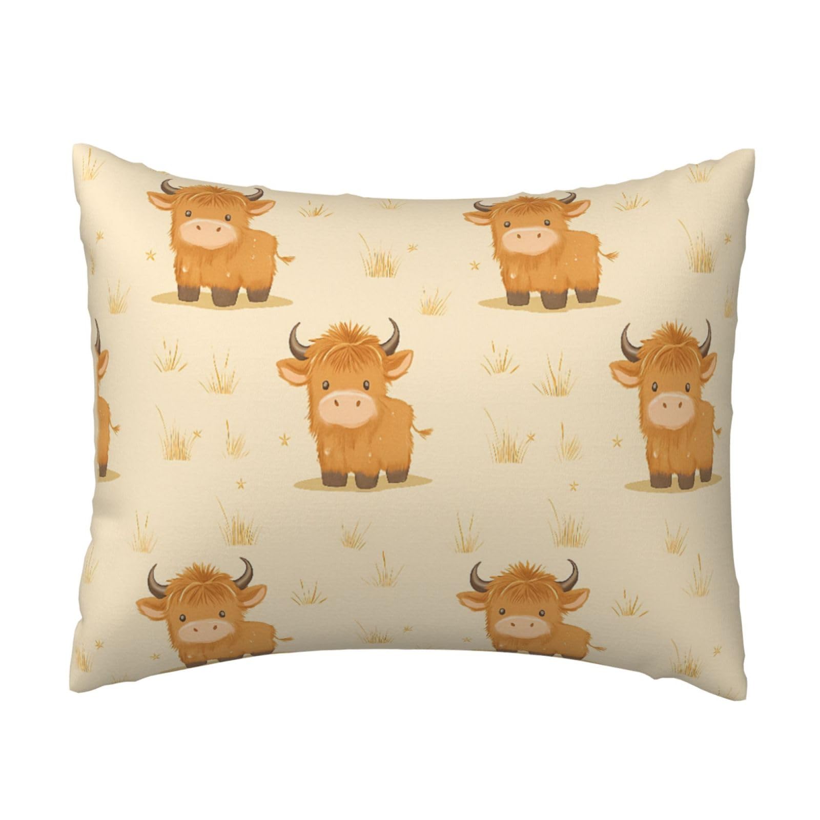 Adorable Highland Calf and Leaf Pillowcase Soft Plush with Zipper Decorative Pillowcovers 16x20 in