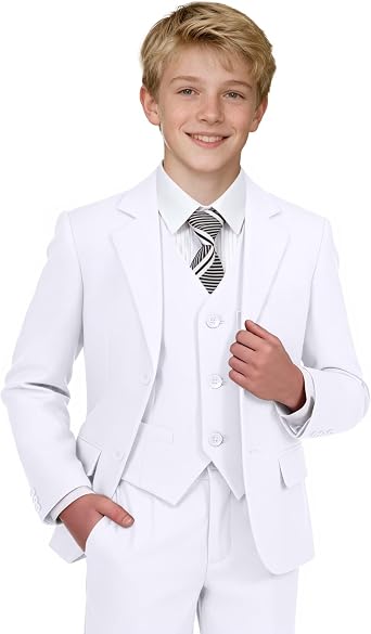 Boys Suit Formal Slim Fit 5 Pieces Toddler Suit Set Wedding Outfit