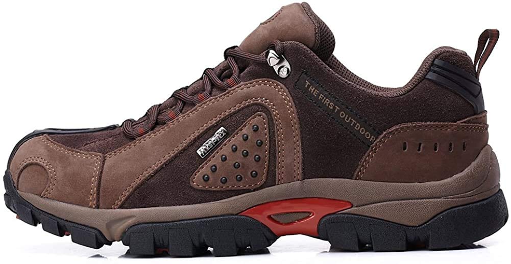 Tfo Mens Waterproof Leather Walking Shoes Breathable Hiking And