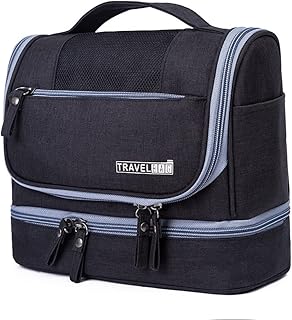 Hanging Toiletry Bag for Men and Women, Travel Organizer Kit with Hanging Hook, Large Capacity Toiletries Bathroom Shower Shaving Bags for Full Sized Toiletries and Cosmetics (Black)