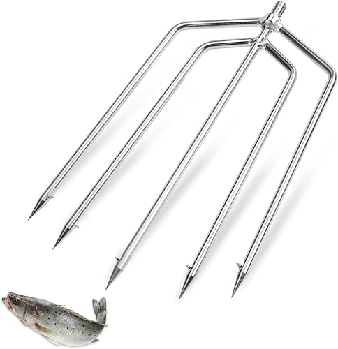 Goture Pescado Lanza Rana Lanza Púas Acero Inoxidable Púas Pesca Arpón Pesca Gig Gaff Tenedor Gancho Tornillo para Rana y Peces Lanza Tenedor de