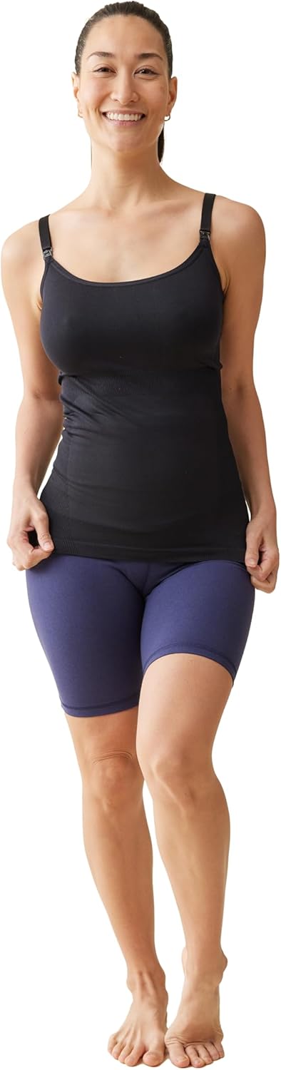 Ingrid & Isabel Nursing & Shaping Cami – Seamless Maternity Tank Top with Adjustable Straps & Easy Breastfeeding Access