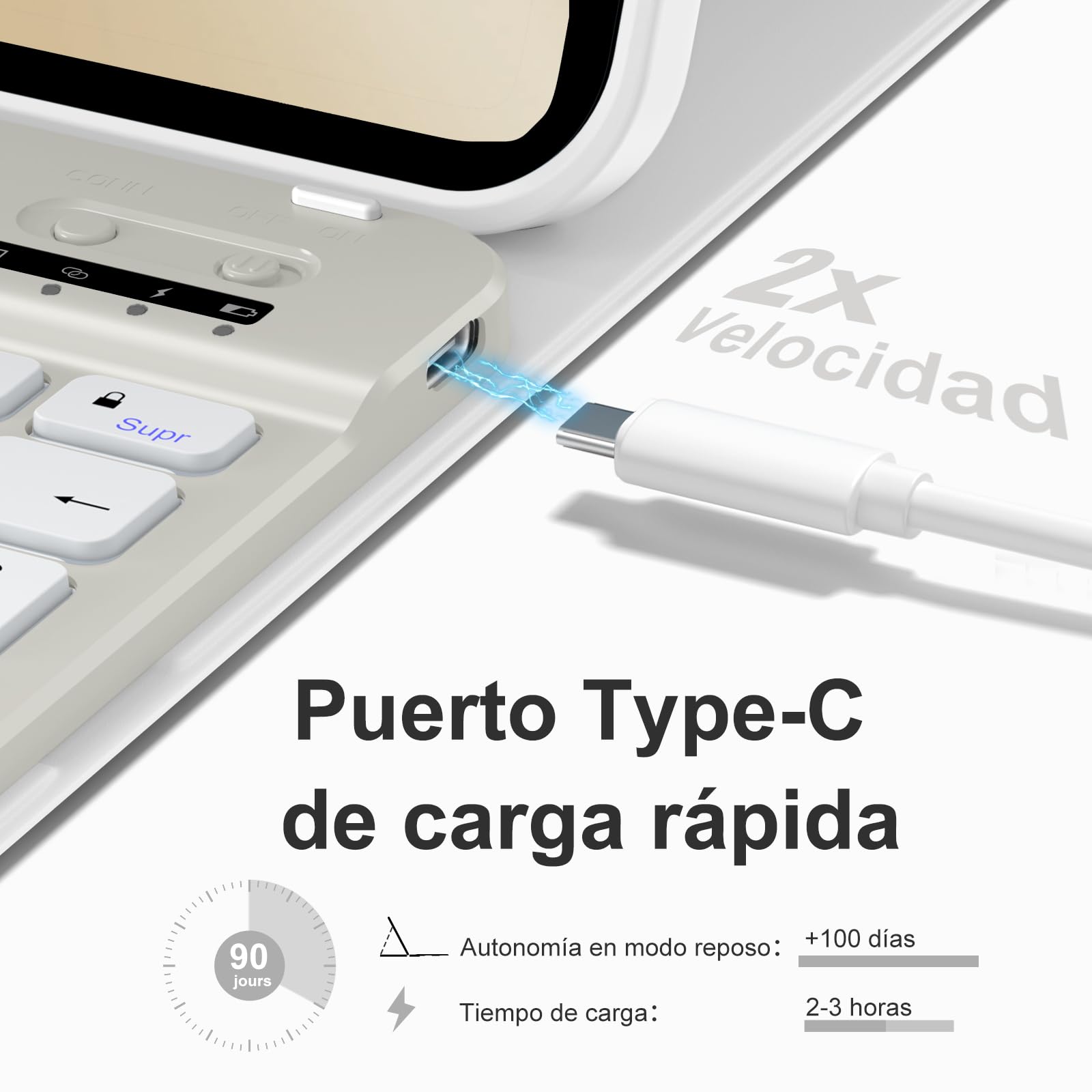 drivego Funda con Teclado for iPad A16 11ª Generación 2025/10.ª Gen 2022 (11/10,9 Pulgadas), QWERTY Español Ñ, Teclas Anticaídas, Teclado Bluetooth Magnético Desmontable con portalápices, Gris Claro