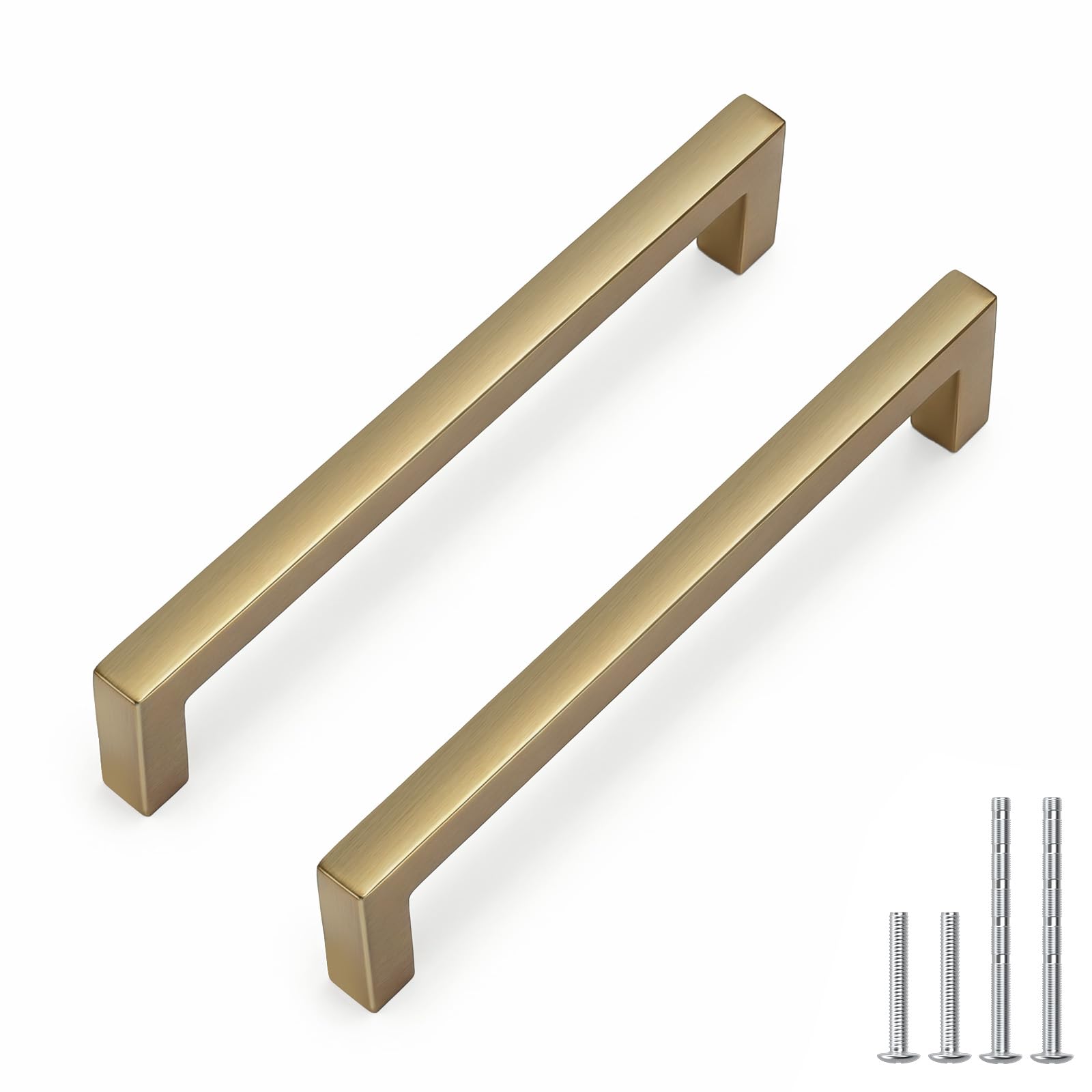 Photo 1 of Goldenwarm 25 Pack 5 Inch Solid Cabinet Handles Champagne Bronze Cabinet Pulls Kitchen Drawer Handles Slim Square Bar Drawer Pulls Zinc Alloy Champagne Dresser Hardware for Cupboard Bedroom