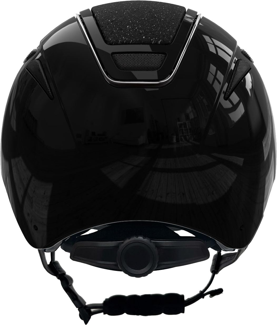 Covalliero Casco da equitazione Elite, da donna, ventilazione ottimale, cinturino in similpelle, fodera interna estraibile, guscio rigido ABS, nero laccato, L/59-61 cm