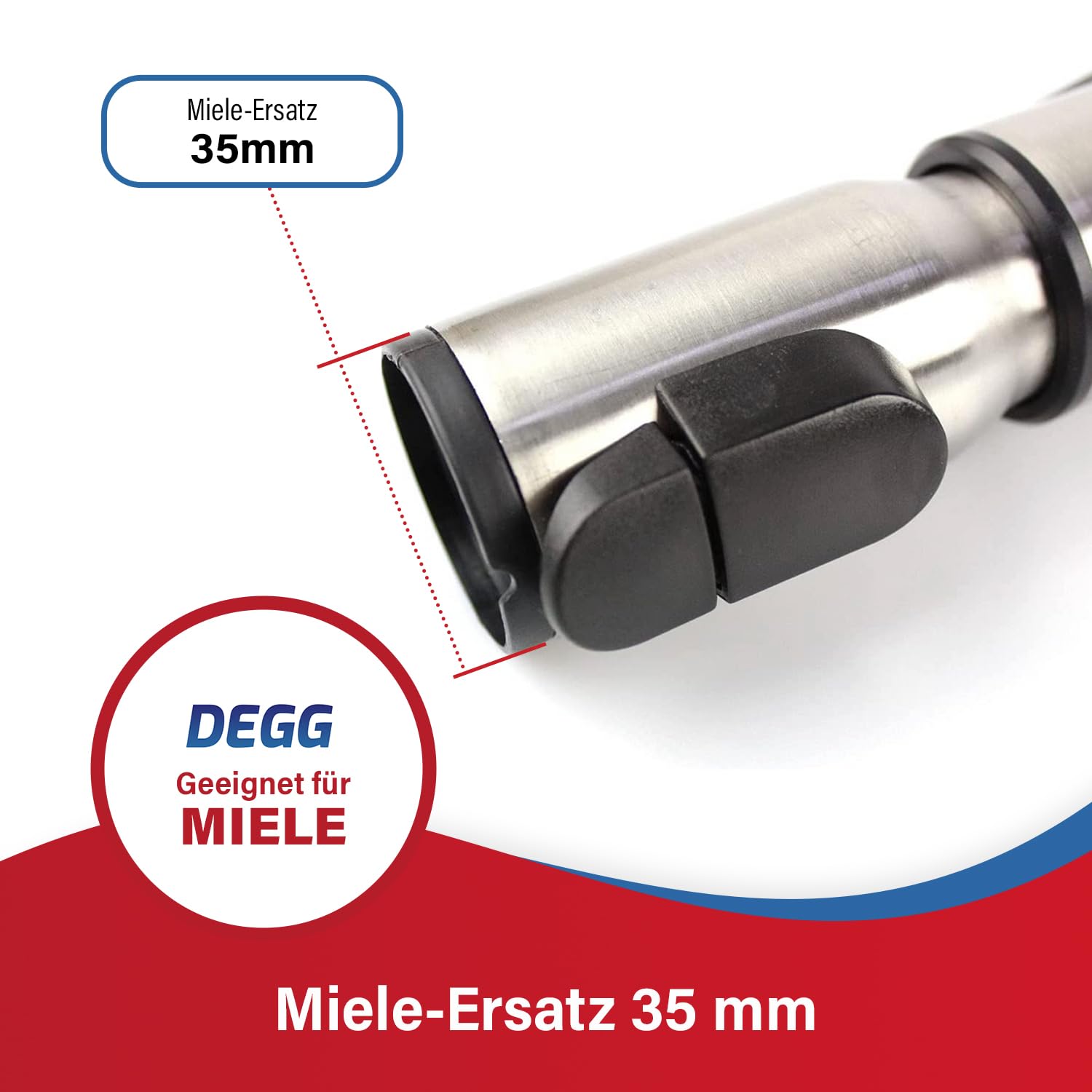 DEGG Rura teleskopowa – kompatybilna z odkurzaczem Miele 35 mm z systemem zatrzaskowym, drążek teleskopowy ze stali nierdzewnej do rur ssących Classic C1, Complete C2 & C3, Guard S1, M1 i L1