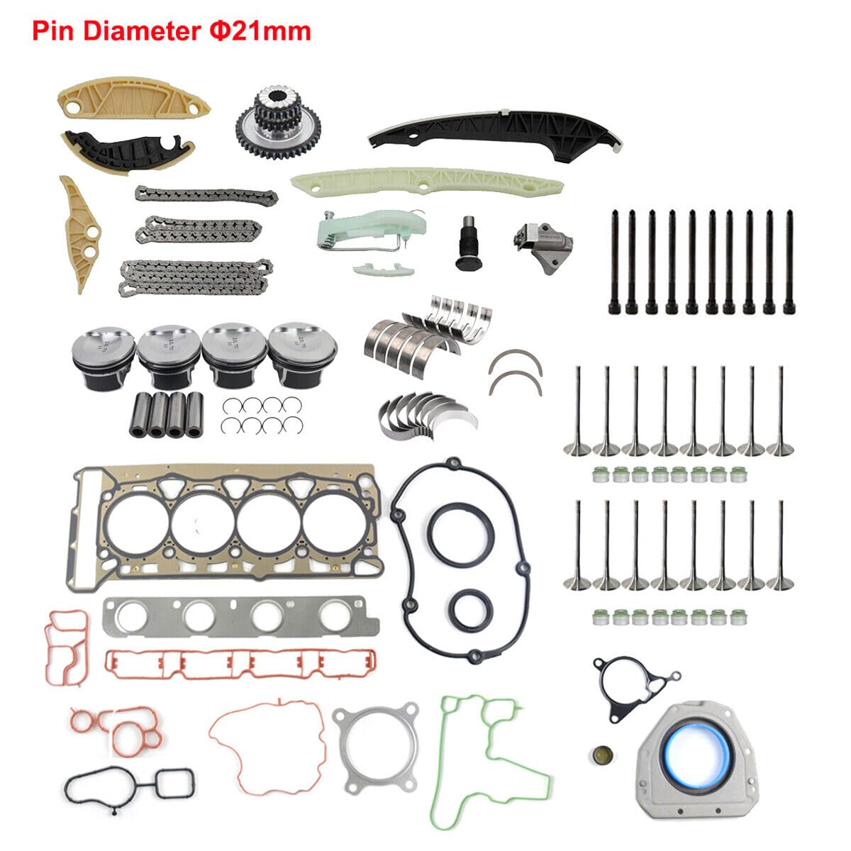 Kit reparación reacondicionamiento válvulas pistones Compatible con Je-tta Sha-ran E-O-S Go-lf Bee-tle A3 TT Q3 2.0 TFSI TSI GTI 06H109158 06H109158N 06H109469AD
