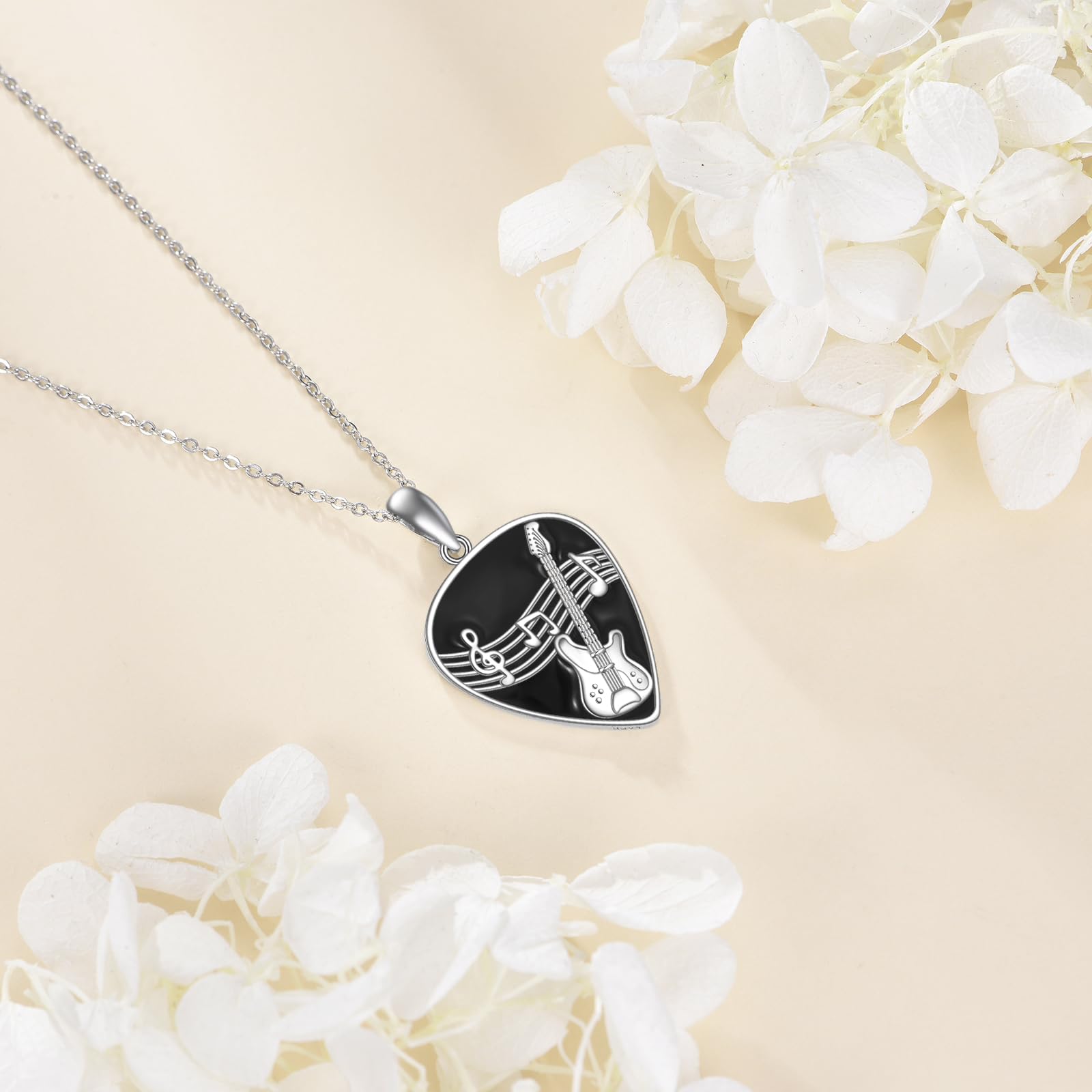 POPLYKE Collana per chitarra, in argento Sterling 925, per uomo, donna, musica ispirata, rock, regalo musicale per chitarristi, amanti della musica