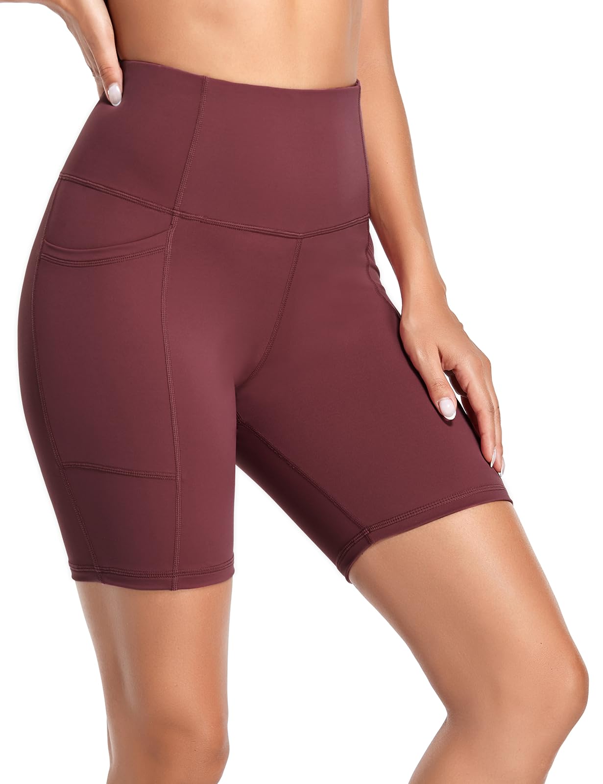 Pantalones cortos de yoga para mujer, con bolsillos altos, para correr, gimnasio, entrenamiento, ciclista, pantalones cortos de compresión