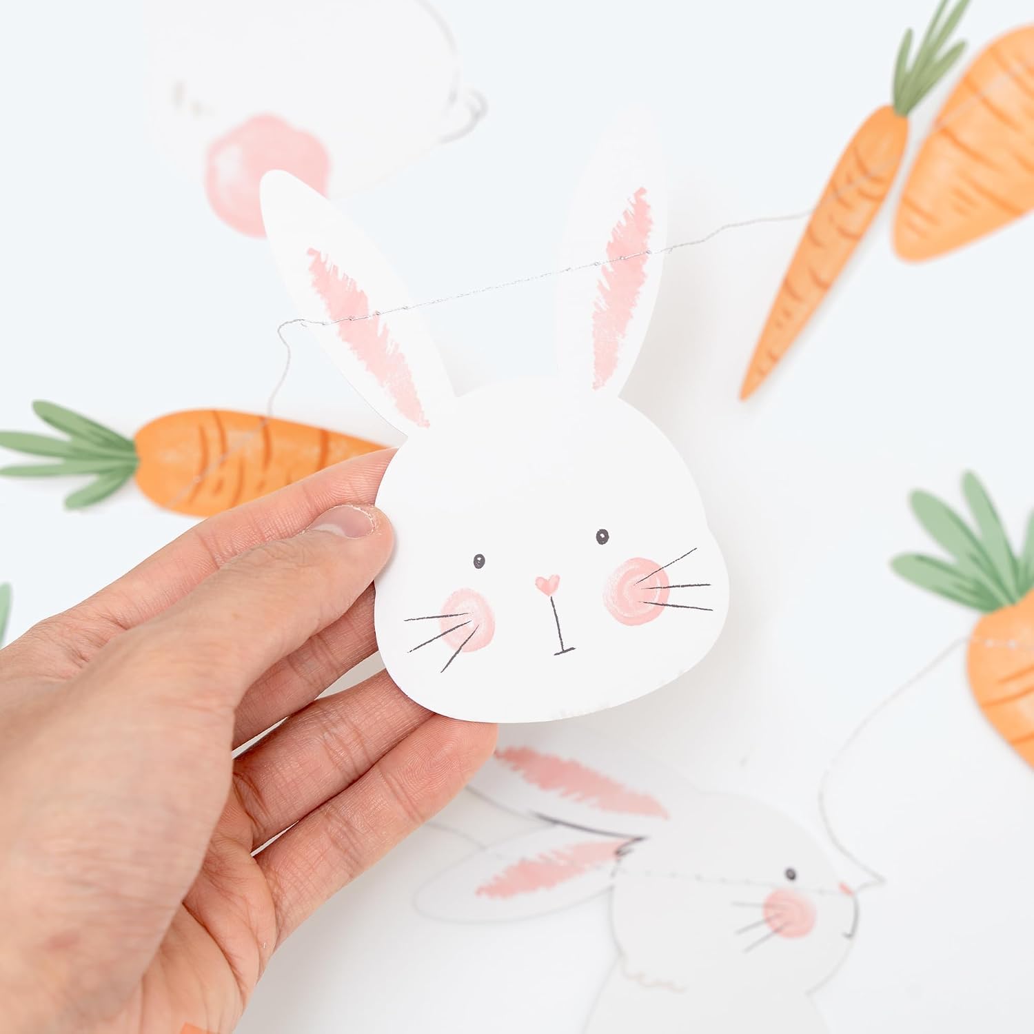 Cheerland Bunny Garland Easter Party Decorations Cute Rabbit Carrot Banner Hanging Streamers for Birthday Baby Shower Classroom Home Office Decor Garden Pet Animal Spring Tea Party Supplies 2pcs