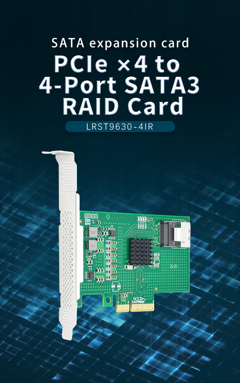 Karta RAID SATA PCIe x4, 4 porty 6 Gb/s, Marvell 88SE9230, obsługa RAID 0/1, SFF-8087