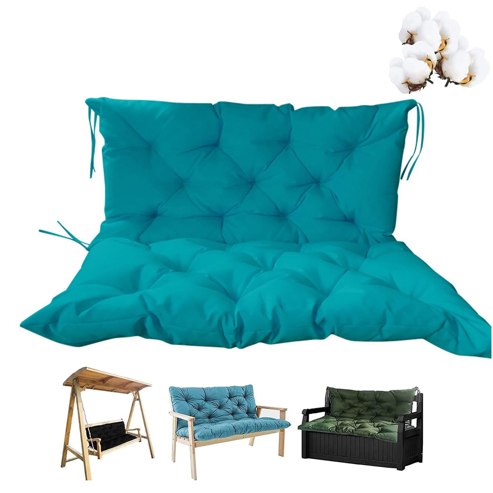 Balancelle de porche avec dossier imperméable pour mobilier de jardin 2 ou 3 places - Coussins de rechange avec 8 attaches antidérapantes pour meubles de terrasse