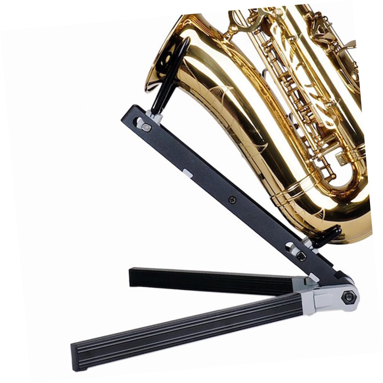 Supporto per Sax Contralto Pieghevole Portatile in Metallo Nero | Antigraffio e Antiscivolo, per Conservazione del Saxofono, Aspetto Semplice, Uso in Aula Musica