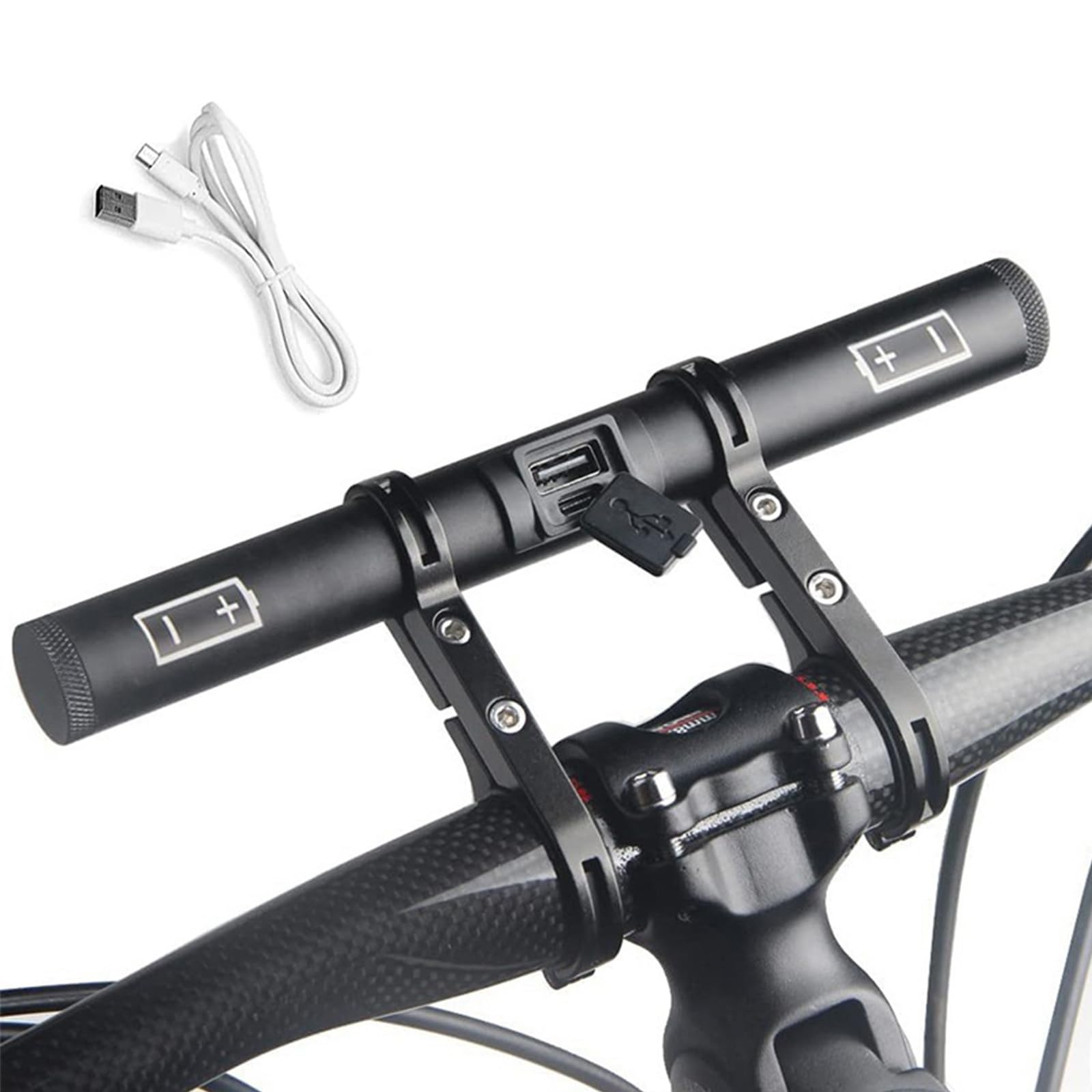 Estensione manubrio in alluminio per bicicletta con batteria esterna, estensione manubrio per illuminazione bicicletta