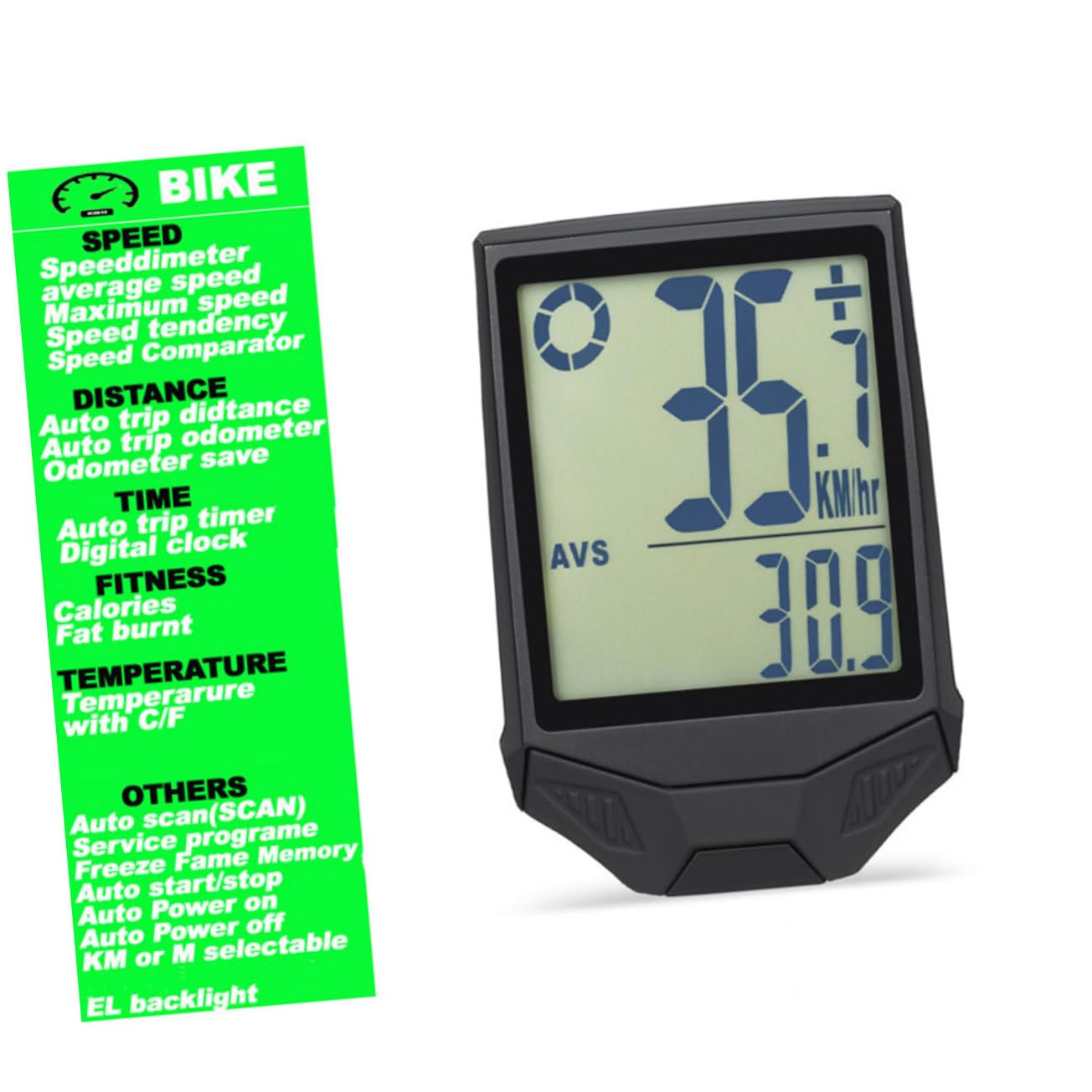 Cuentakilómetros para Bicicleta Inalámbrico Pantalla LCD