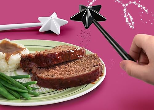 Salero y pimentero Magic Wands Duo Sal, blanco y negro, paquete de dos, Halloween, accesorios de cocina de Navidad (negro y blanco)