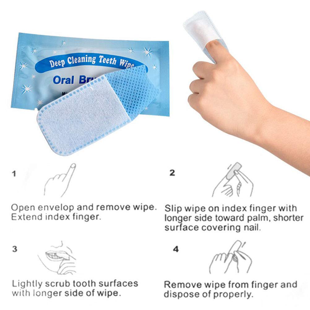 Artibetter Disposable Finger Toothbrush Oral Cleaning Wipes Sterilized Medical Dental Gauze 3.94X1.97X0.04In 20 Pack for Teeth and Hygiene - Image 3