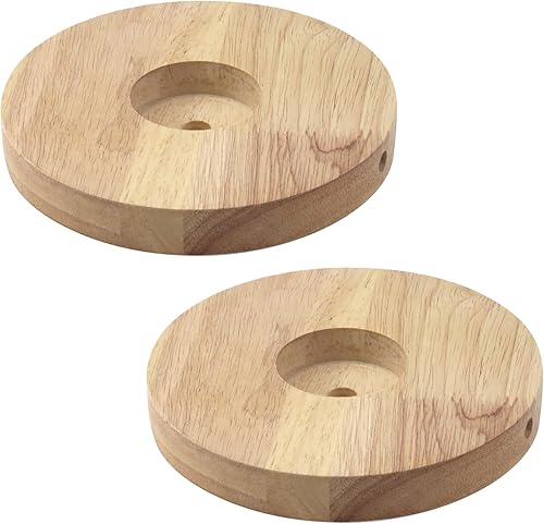 2 sets de madera redonda lámpara de mesa base DIY madera maciza pantalla lámpara base piezas soporte 5.9 pulgadas diámetro