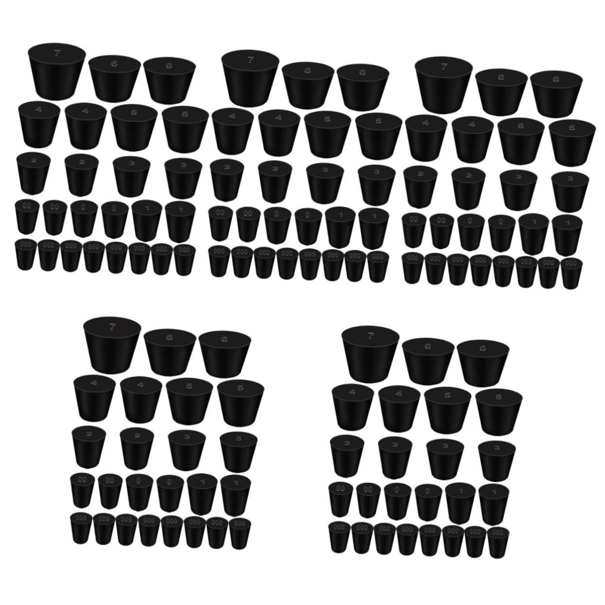 ULTECHNOVO 125 Stk Gummistopper Gummistopfen Flaschenkorken Kolbenstopfen Rohrstopfen Flaschenverschlüsse Laborstopfen Gummi-verschlussstopfen Konischer Stopper Reagenzglasstopfen